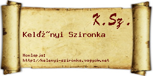 Kelényi Szironka névjegykártya